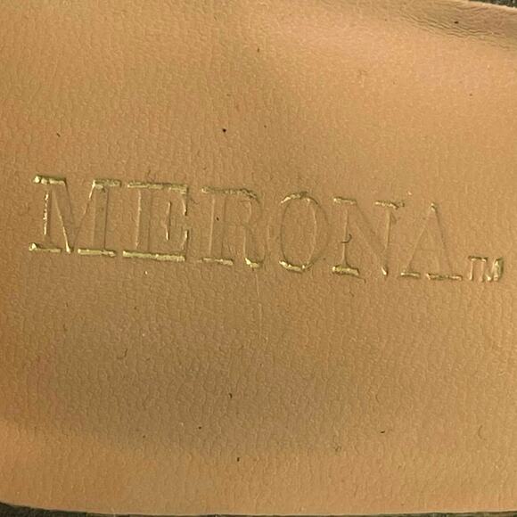 Merona Womens Open Toe Faux Suede 4" Wedge Olive Green Gold Buckle Strappy S 9 - Picture 12 of 12